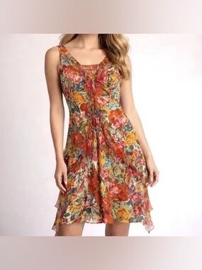 Sundance Multicolor Floral Silk ruffled dress